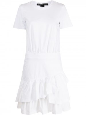 Платье-футболка Noha с оборками Veronica Beard. Цвет: белый