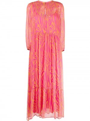 Многослойное платье миди с абстрактным принтом Luisa Cerano. Цвет: розовый