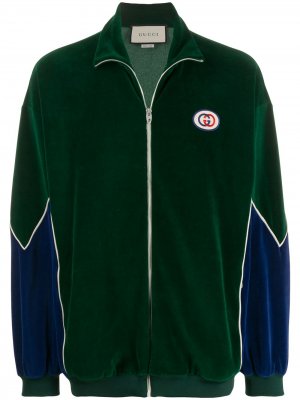 Спортивная куртка на молнии с логотипом Gucci. Цвет: зеленый