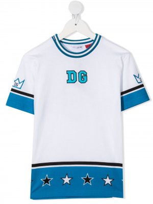 Футболка с вышитым логотипом Dolce & Gabbana Kids. Цвет: белый