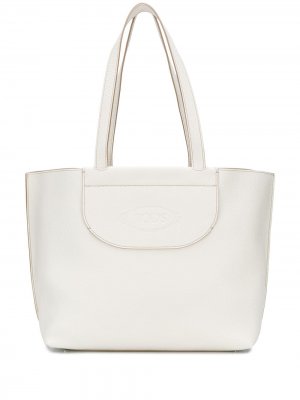 Tods сумка-тоут с гравировкой логотипа Tod's. Цвет: белый