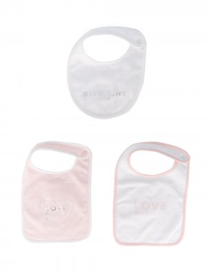 Комплект из трех нагрудников с логотипом Givenchy Kids. Цвет: белый