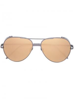 Солнцезащитные очки-авиаторы Linda Farrow. Цвет: серебристый