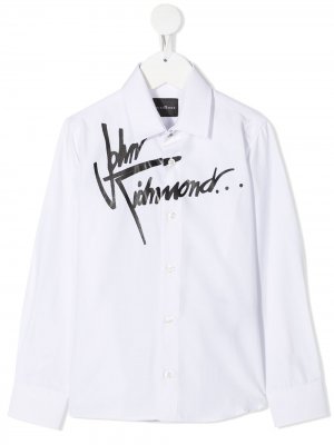 Рубашка с длинными рукавами и логотипом John Richmond Junior. Цвет: белый