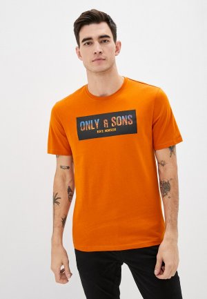 Футболка Only & Sons. Цвет: оранжевый