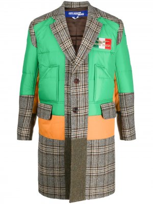 Однобортное пальто со вставками Junya Watanabe MAN. Цвет: нейтральные цвета