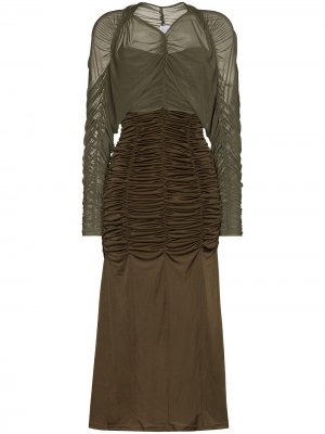 Вечернее платье макси с круглым вырезом Richard Malone. Цвет: зеленый
