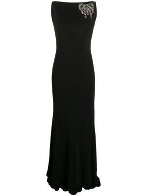 Вечернее платье без рукавов с кристаллами Alexander McQueen. Цвет: черный