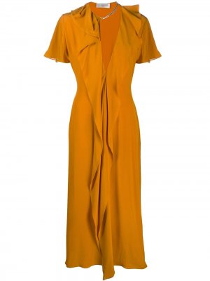 Платье миди с глубоким вырезом Victoria Beckham. Цвет: желтый