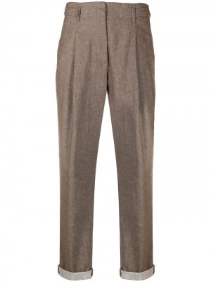 Укороченные брюки со складками Peserico. Цвет: коричневый