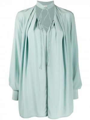 Блузка оверсайз с воротником на завязках Victoria Beckham. Цвет: зеленый