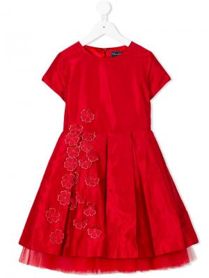 Платье с цветочным узором Oscar De La Renta Kids. Цвет: красный