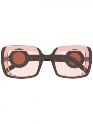 Солнцезащитные очки в прозрачной квадратной оправе Marni. Цвет: черный