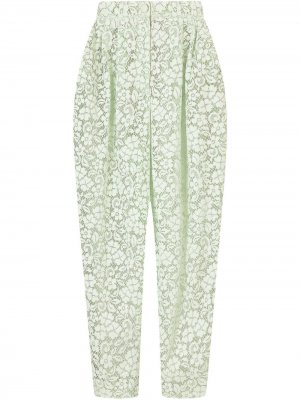 Укороченные брюки с цветочным кружевом Dolce & Gabbana. Цвет: зеленый