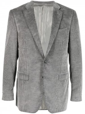 Вельветовый однобортный пиджак Canali. Цвет: серый