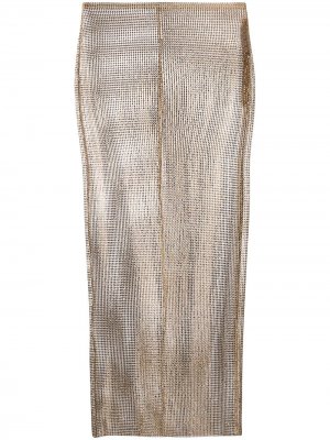 Декорированная юбка миди Alessandra Rich. Цвет: золотистый