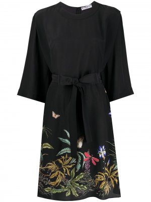 Платье миди с цветочной вышивкой Givenchy. Цвет: черный