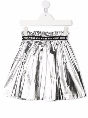 Расклешенная юбка с эффектом металлик Andorine. Цвет: серебристый