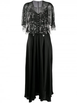 Платье со съемным кейпом Paco Rabanne. Цвет: черный