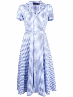 Checked midi shirt dress Polo Ralph Lauren. Цвет: синий