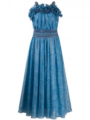 Длинное платье со складками Philosophy Di Lorenzo Serafini. Цвет: синий