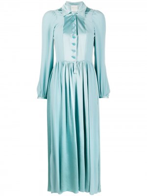 Платье-рубашка длины миди с длинными рукавами Forte. Цвет: синий