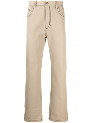 Прямые брюки с контрастной строчкой MSGM. Цвет: нейтральные цвета
