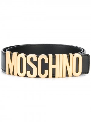 Ремень с логотипом Moschino. Цвет: черный