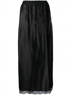 Атласная юбка MM6 Maison Margiela. Цвет: черный