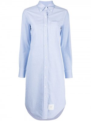 Платье-рубашка длины миди Thom Browne. Цвет: синий