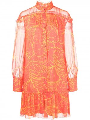 Платье с жатым эффектом Marchesa Notte. Цвет: оранжевый