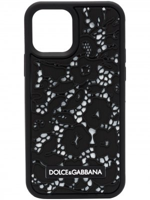 Кружевной чехол для iPhone 12 Pro Dolce & Gabbana. Цвет: черный