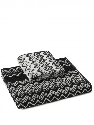 Комплект Keith из двух полотенец с узором шеврон Missoni Home. Цвет: черный