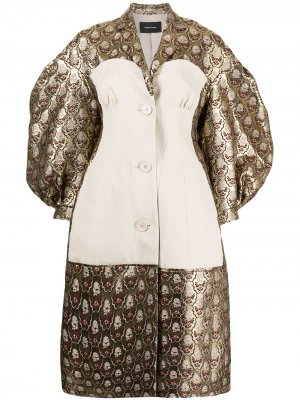 Объемное пальто с контрастной вставкой Simone Rocha. Цвет: золотистый