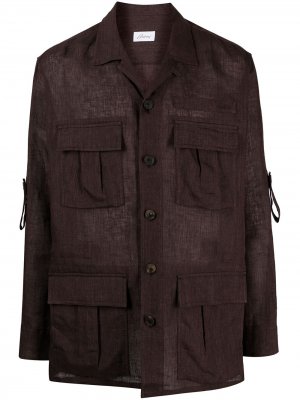 Куртка-рубашка с карманами Brioni. Цвет: коричневый