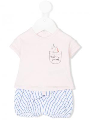 Комплект из футболки и шорт в полоску Little Marc Jacobs. Цвет: розовый