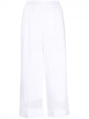 Укороченные брюки с кружевом P.A.R.O.S.H.. Цвет: белый