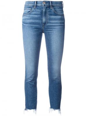 Укороченные джинсы с необработанными краями 3x1. Цвет: синий