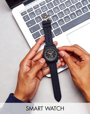Черные смарт-часы с кожаным ремешком  Connected AXT1004 Armani Exchange. Цвет: черный