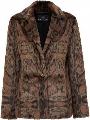 Блейзер с леопардовым принтом Unreal Fur. Цвет: коричневый