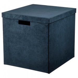 GJÄTTA Ящик для хранения+крышка, бархат темно-синий 32x35x32 см IKEA