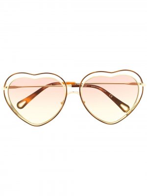 Солнцезащитные очки с оправой в форме сердца Chloé Eyewear. Цвет: золотистый