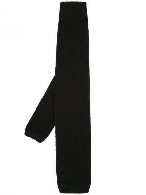 Вязаный галстук в рубчик Yohji Yamamoto Vintage. Цвет: черный