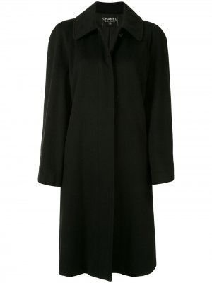 Пальто средней длины с потайной застежкой Chanel Pre-Owned. Цвет: черный