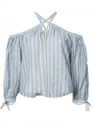 Блуза в полоску с петлей-халтер Rebecca Taylor. Цвет: синий