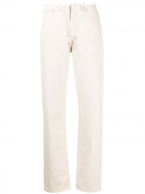Прямые джинсы с бахромой Maison Margiela. Цвет: нейтральные цвета