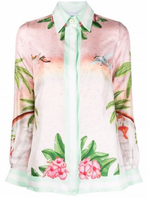 Surf Club-print silk shirt Casablanca. Цвет: розовый