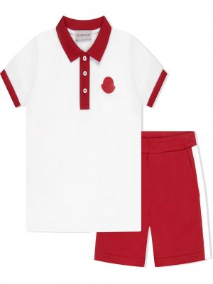 Комплект из рубашки поло и шортов Moncler Enfant. Цвет: красный