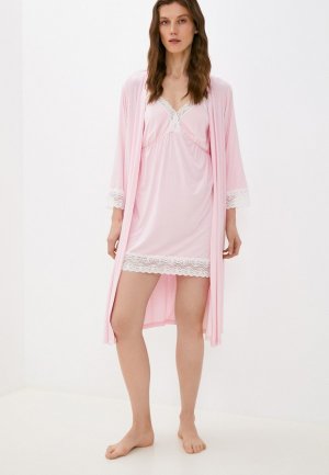 Халат и сорочка ночная SleepShy. Цвет: розовый