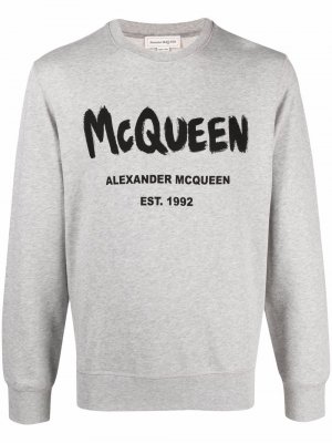 Толстовка с логотипом Alexander McQueen. Цвет: серый